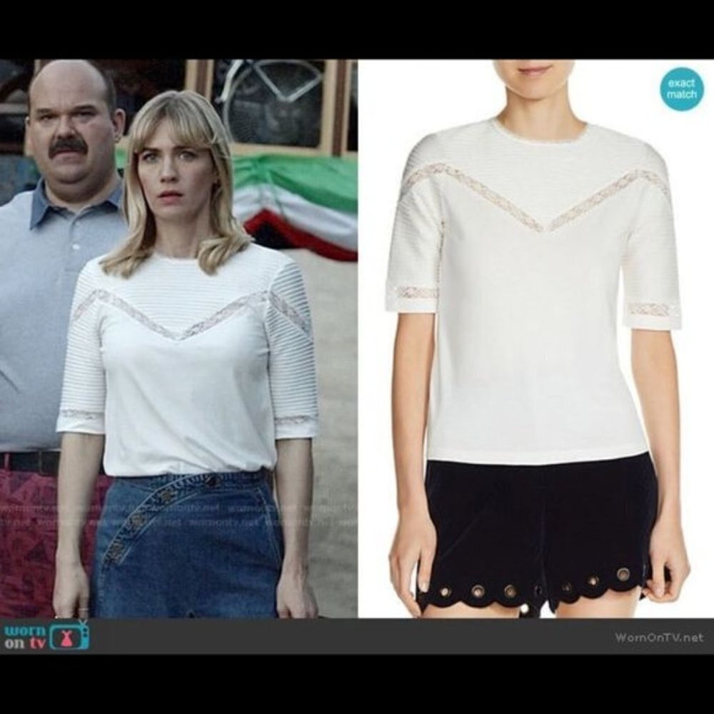 Maje BLACK Tasha top with lace small